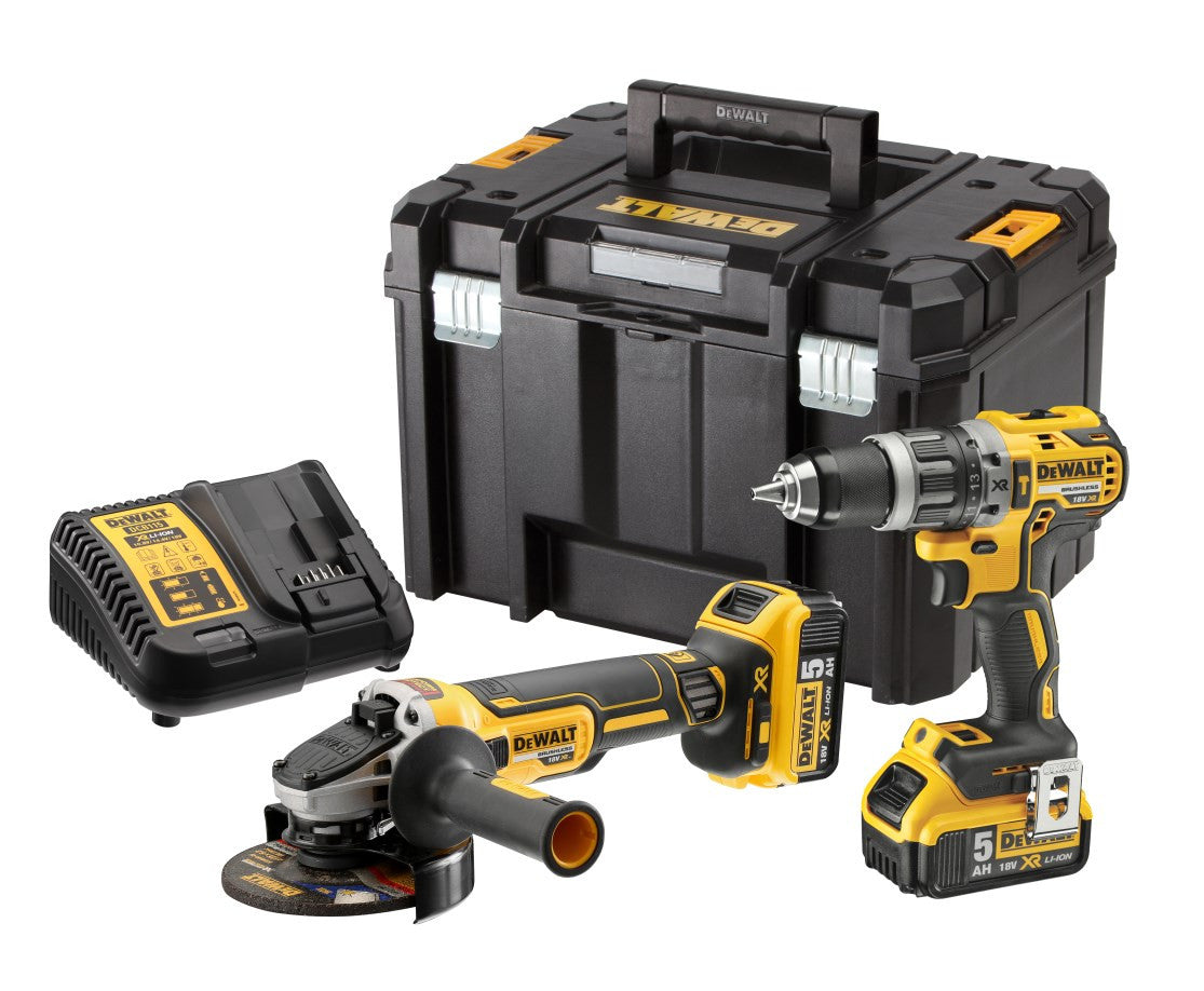 Kit marteau perforateur 18V + meuleuse + 2 bat 5.0Ah + mallette Dewalt DCK2080P2T DEWALT - 1