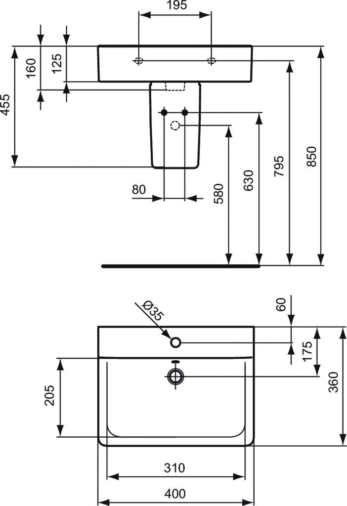 Ideal Standard Connect E713701 40cm Cubic lave-mains IDEAL STANDARD - 2