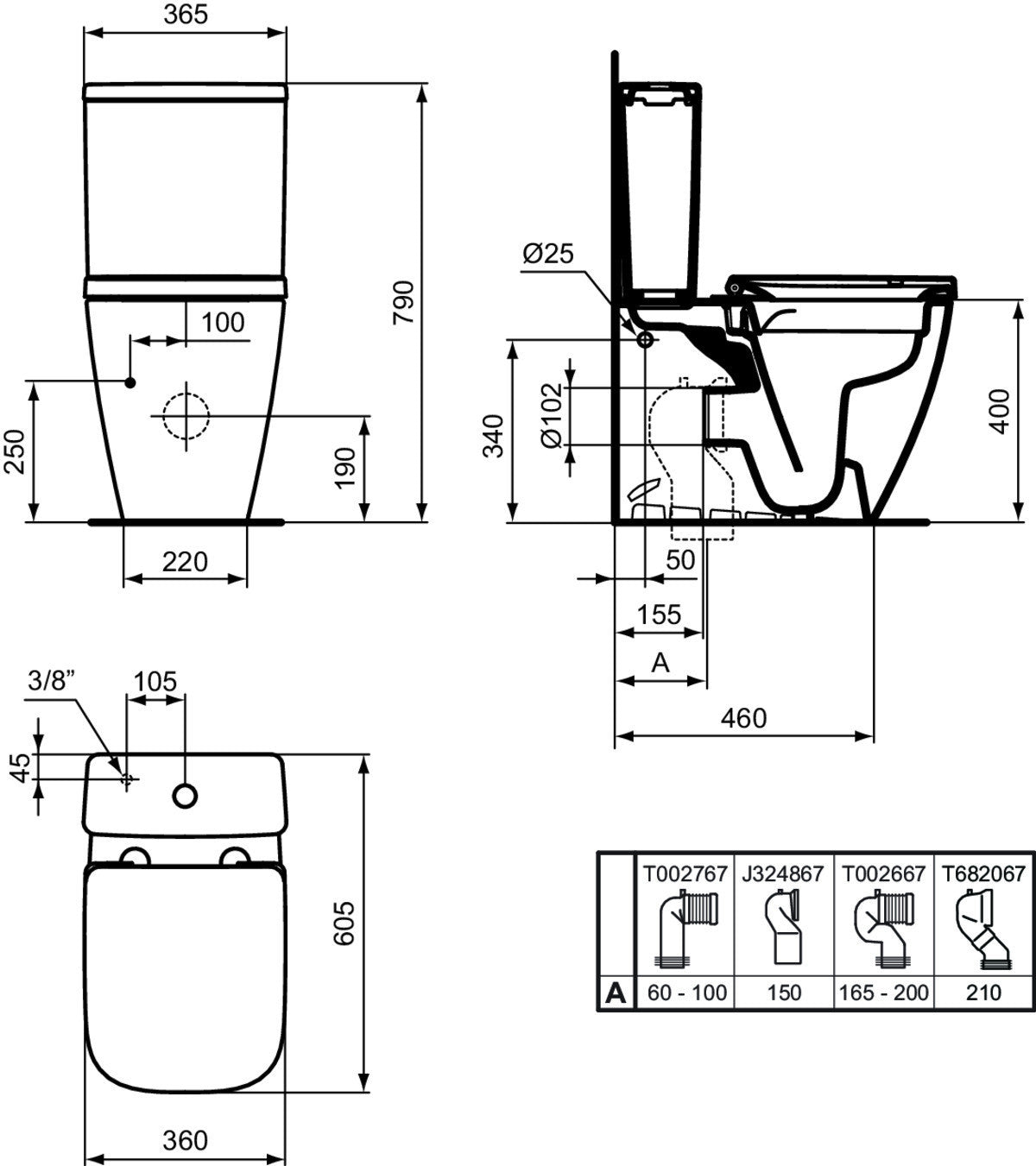Toilette murale pleine cuve basse projection courte I.Life S Ideal Standard T481601 IDEAL STANDARD - 10