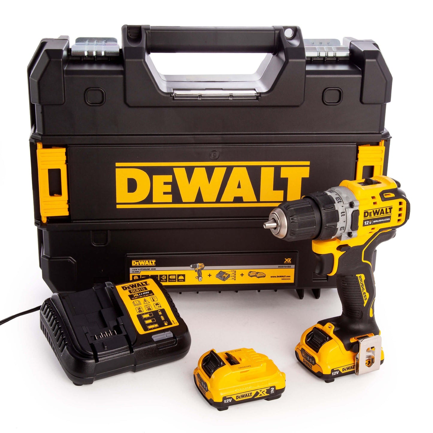 Perceuse-visseuse brushless XR 12V Li-Ion avec 2 batteries 2Ah Dewalt DCD701D2