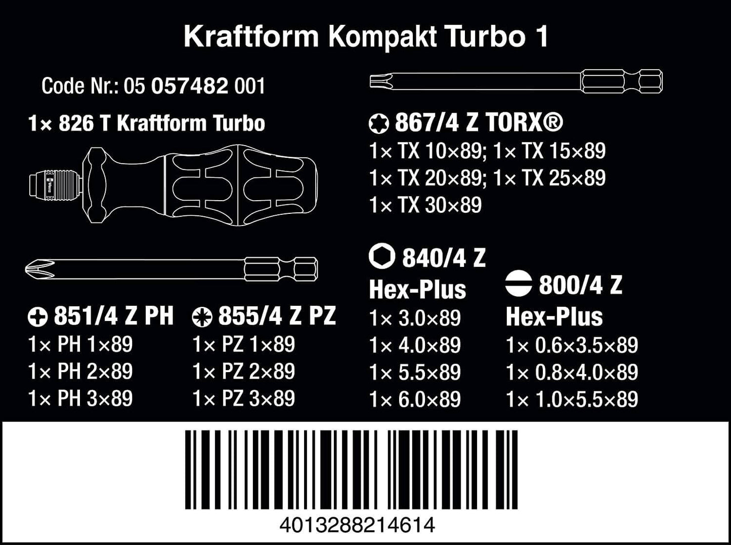 Juego de 18 puntas con Porta-puntas Wera Kraftform Kompakt Turbo 1 ref.057482 - 3