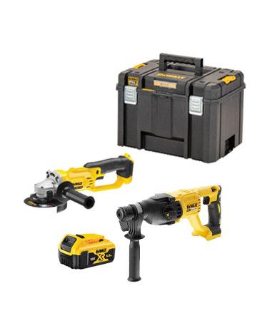 Ensemble Dewalt DCK2027P2T 18V XR - Marteau DCH133 + Meuleuse DCG412 + Mallette + 2 Batteries 5.0 Ah