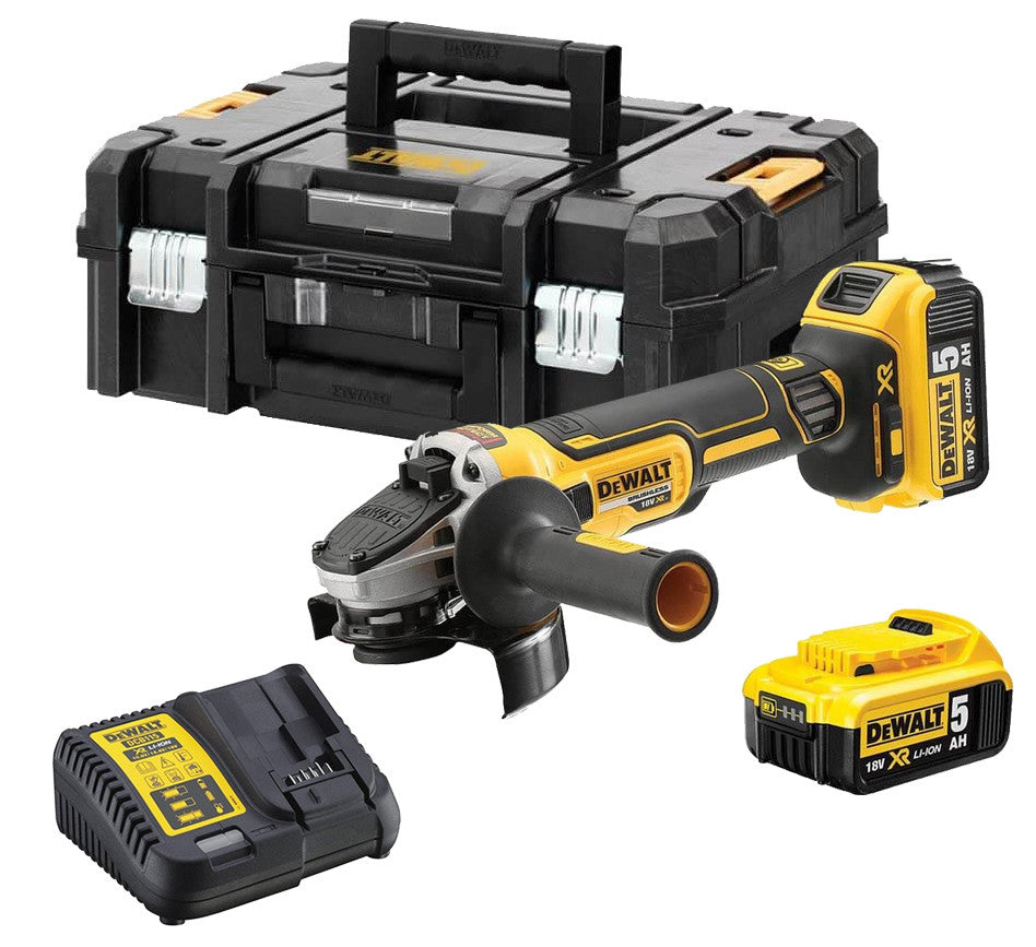 Meuleuse sans balais 18V XR 125mm avec 2 batteries 5Ah et mallette de transport Dewalt DCG405P2