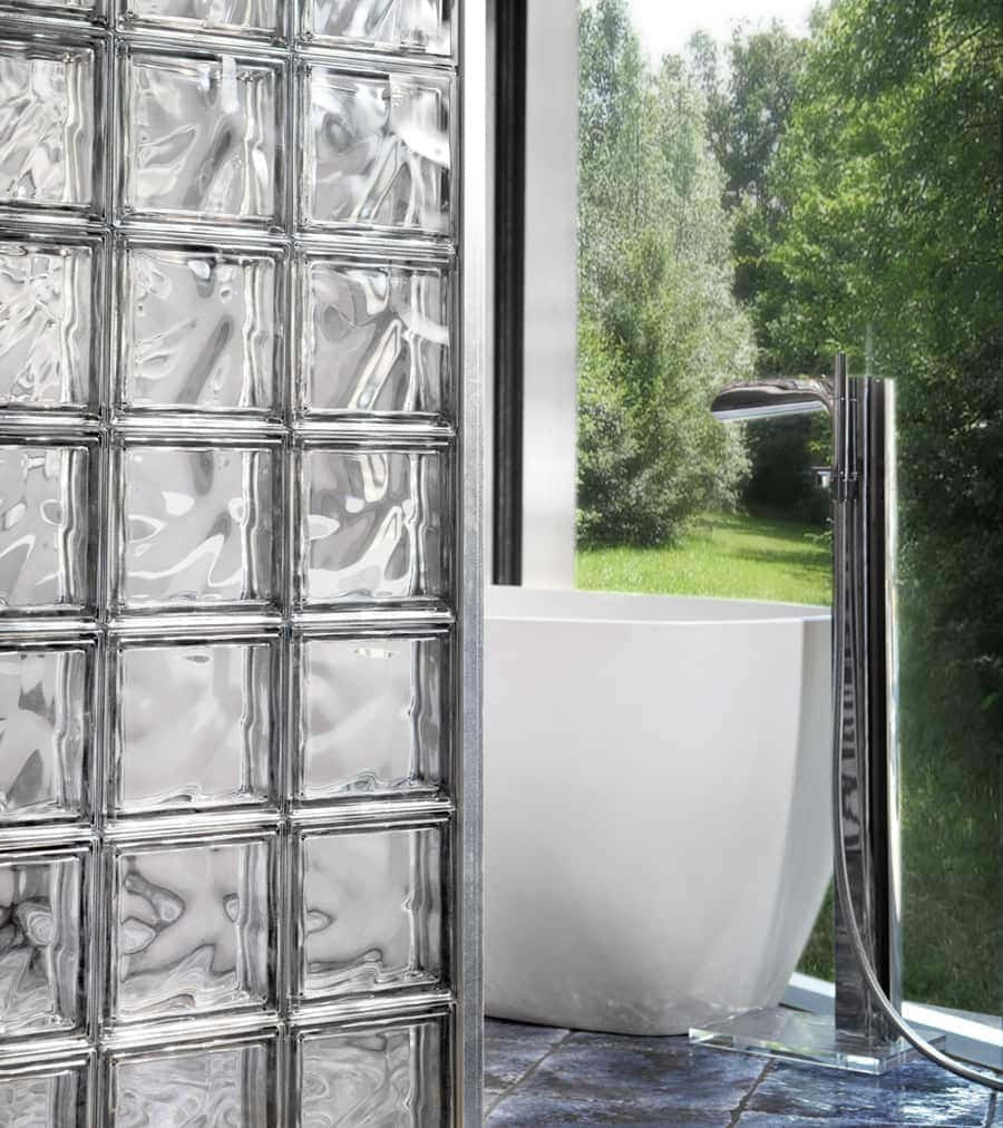 Bloc de verre transparent Clear Wave 19x19x8 cm