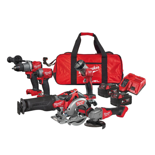 Powerpack 6 outils + 2bat + chargeur + Sac Milwaukee M18FPP6K2-502B