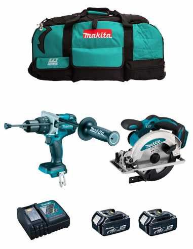 Kit Makita Marteau perforateur DHP486 + Scie circulaire DSS610 + 2bat 5Ah + chargeur + sac LXT600 DLX2480BL2