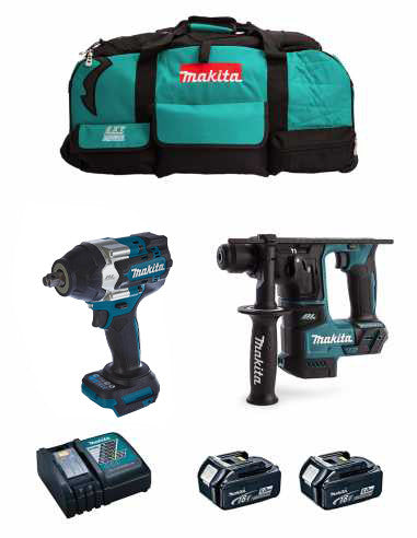 Kit Makita clé à chocs DTW700 + marteau léger DHR171 + 2bat 5Ah BL1850B+ chargeur + sac LXT600 DLX2771BL2