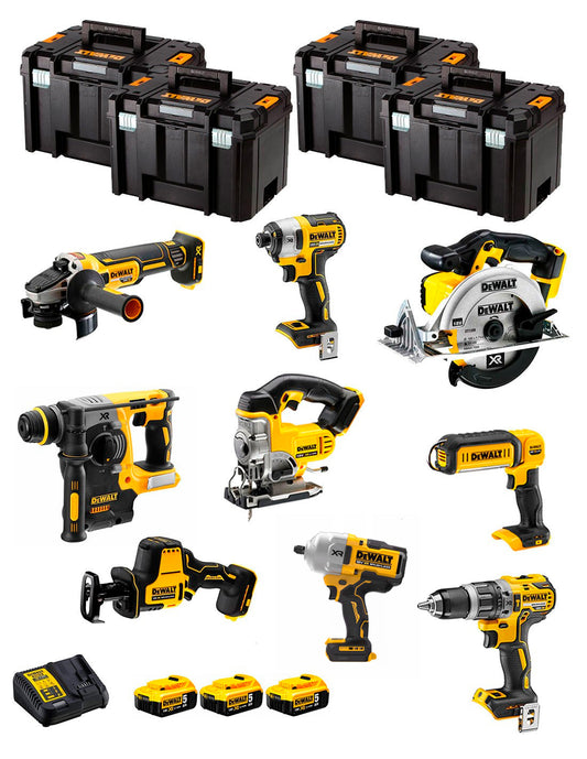 Kit Dewalt avec 9 outils + 3 bat 5ah + Chargeur DCB115 + 4xTstak DCK991P3