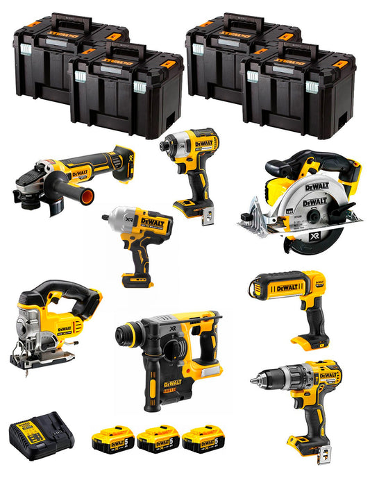 Kit Dewalt avec 8 outils + 3 bat 5ah + Chargeur DCB115 + 4xTstak DCK894P3