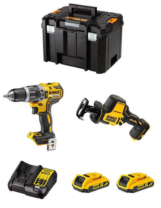 Kit Dewalt Marteau perforateur DCD796 + Scie à guichet DCS369 + 2bat 2Ah + chargeur DCB107 + TSTAK VI DCK269D2