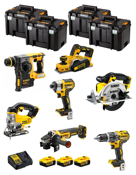 Kit Dewalt avec 7 outils + 3 bat 5ah + Chargeur DCB115 + 4xTstak DCK780P3