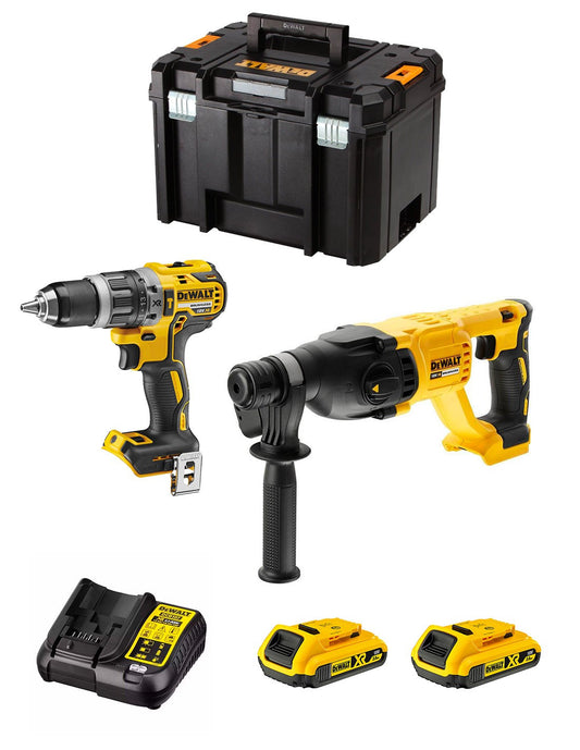 Kit Dewalt Marteau Perforateur DCD796 + Marteau Perforateur DCH133 + 2bat 2Ah + Chargeur + TSTAK VI DCK233D2