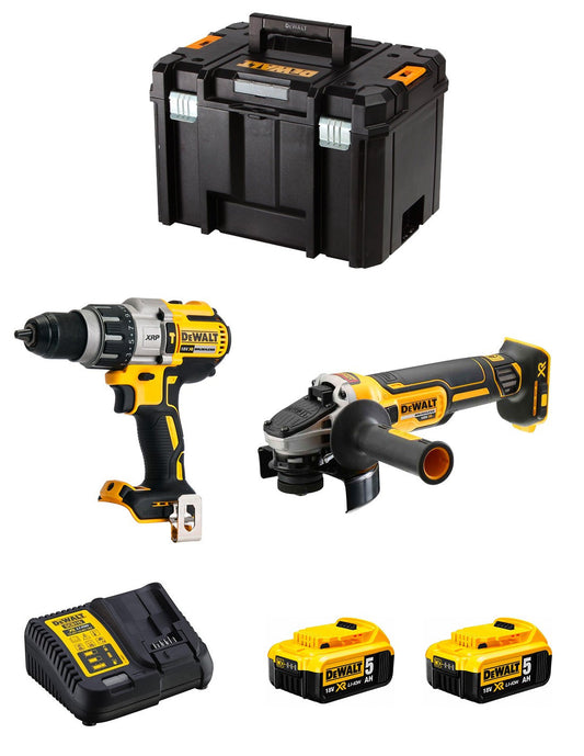 Kit Dewalt Marteau perforateur DCD996 + Mini meuleuse DCG405 + 2bat 5Ah + Chargeur + TSTAK VI DCK205P2
