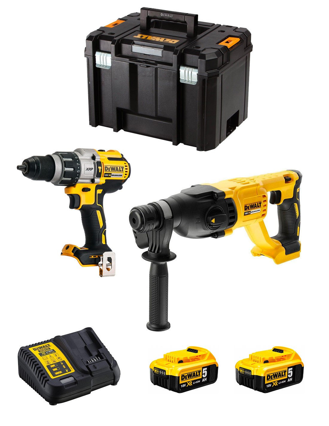 Kit Dewalt Marteau perforateur DCD996 + Marteau perforateur DCH133 + 2bat 5Ah + Chargeur + TSTAK VI DCK233P2