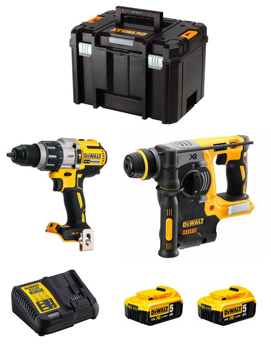 Kit Dewalt Marteau perforateur DCD996 + Marteau perforateur DCH133 + 2bat 5Ah + Chargeur + TSTAK VI DCK273P2
