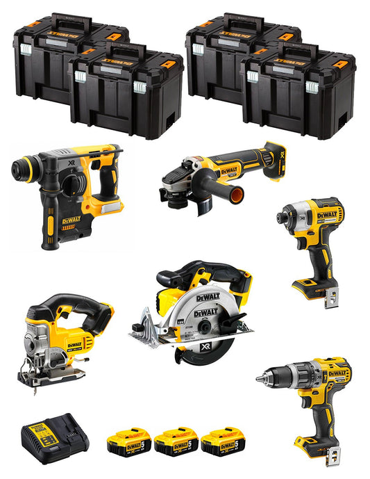 Kit Dewalt avec 6 outils + 3 bat 5ah + Chargeur DCB115 + 4xTstak DCK691P3