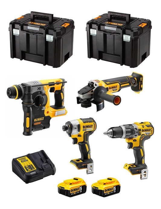 Kit Dewalt avec 4 outils + 2bat 5Ah + chargeur + 2xTSTAK VI DCK496P2