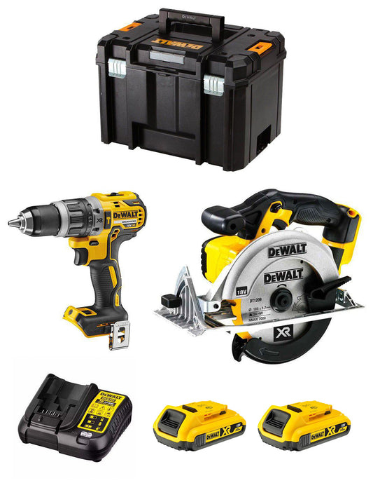 Kit Dewalt avec marteau perfurateur DCD796 + Scie Circulaire DCS391 + 2bat 2Ah + DCB107 + TSTAK VI DCK291D2