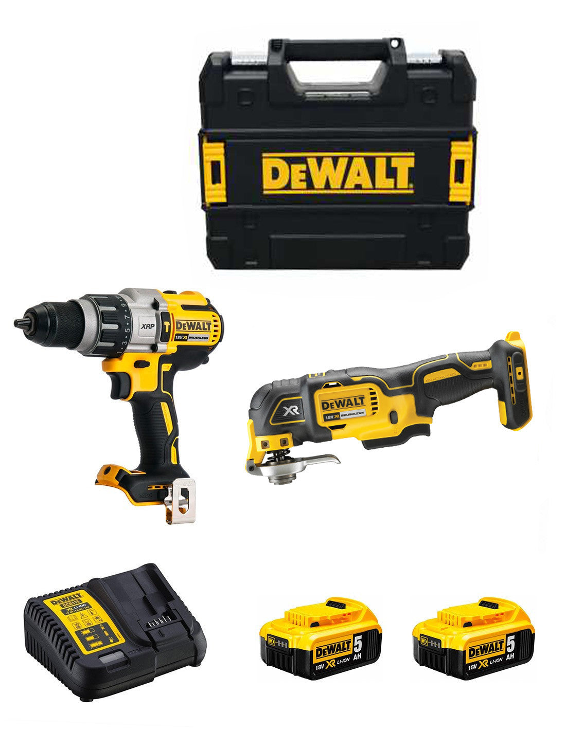 Kit Dewalt Marteau perforateur DCD996 + Brosse DCP580 + 2bat 5Ah + Chargeur + Mallette DCK280P2
