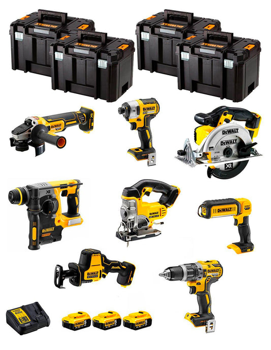 Kit Dewalt avec 8 outils + 3 bat 5ah + Chargeur DCB115 + 4xTstak DCK891P3