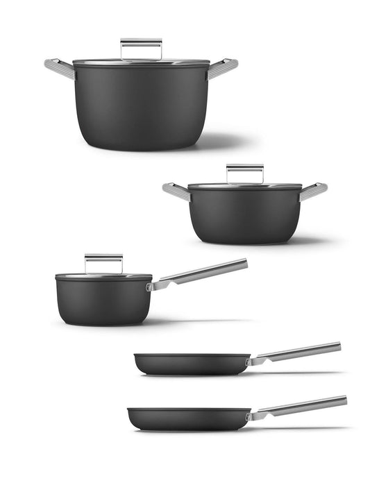 Ensemble d'ustensiles de cuisine Smeg noir mat de 5 pièces
