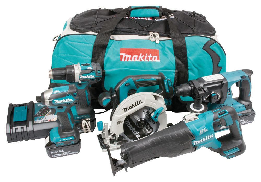 Kit combo 5 outils + 3bat + Chargeur + Sac Makita DLX5032T