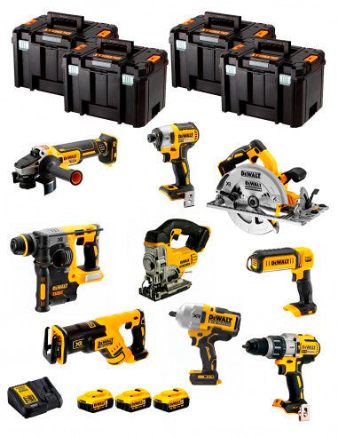 Kit Dewalt avec 9 outils + 3 bat 5ah + Chargeur DCB115 + 4xTstak DCK970P3