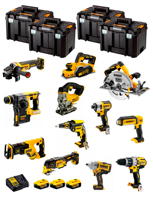 Kit Dewalt 12 outils + 3bat 5Ah + chargeur DCB115 + 4xTSTAK DCK120P3
