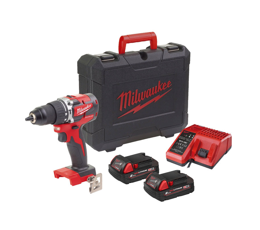 Perceuse à percussion M18 avec 2 batteries 2Ah + Chargeur + Mallette Milwaukee M18 CBLPD-202C