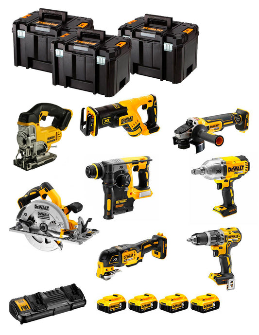 Kit Dewalt avec 8 outils + 4bat 5Ah + chargeur DCB132 + 3xTSTAK DCK867P4