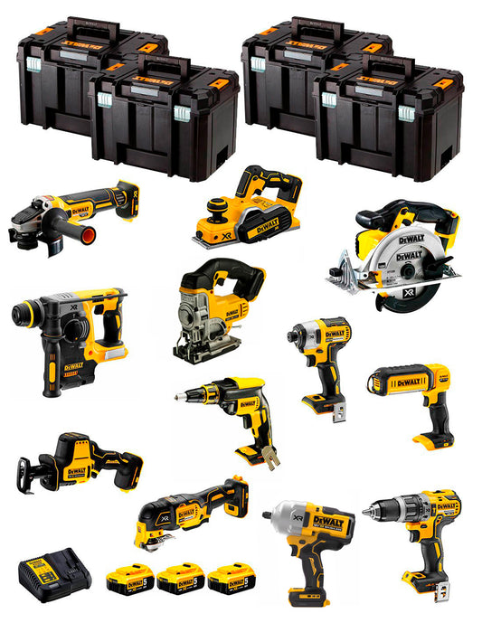 Kit Dewalt 12 outils + 3bat 5Ah + chargeur DCB115 + 4xTSTAK DCK121P3