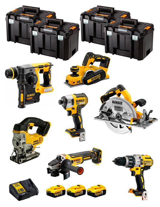 Kit Dewalt avec 7 outils + 3 bat 5ah + Chargeur DCB115 + 4xTstak DCK770P3