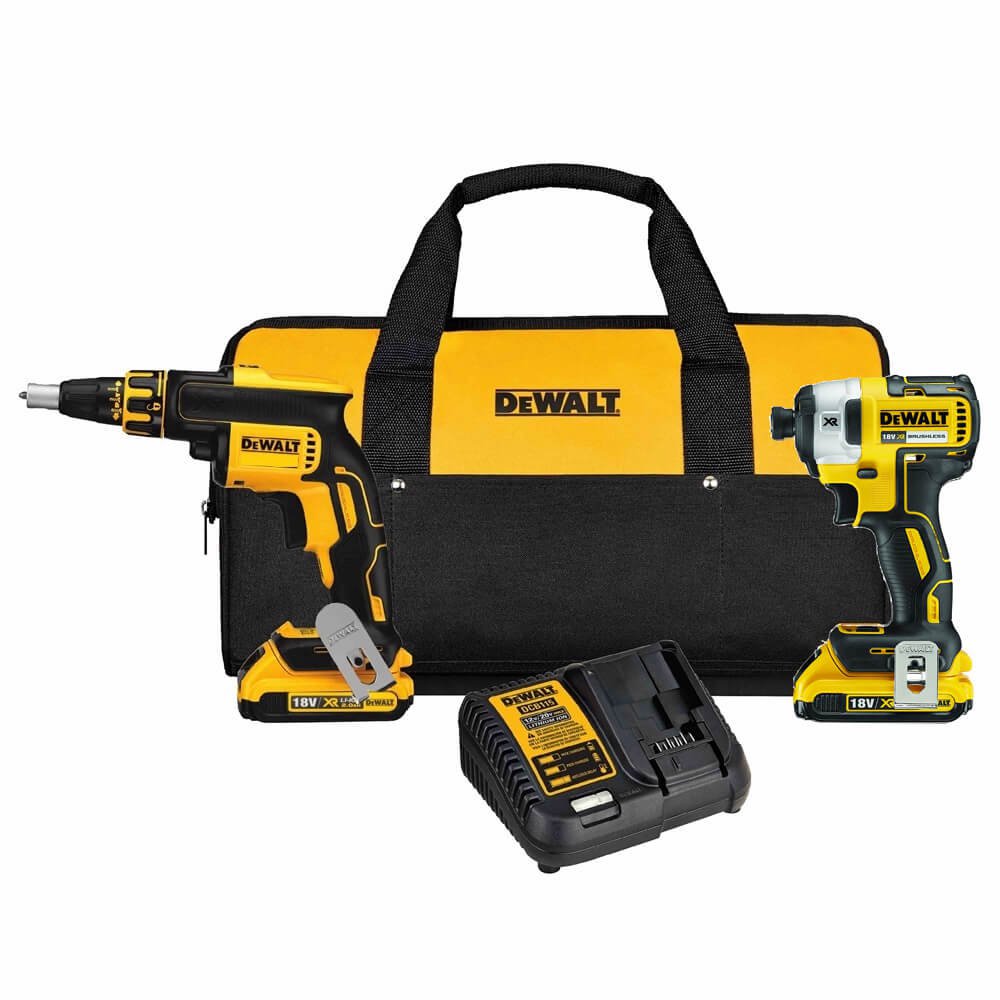 Set Dewalt DCK267D2 18V XR - Visseuse à chocs DCF887 + Tournevis DCF620 + Sac + 2 Batteries 2.0 Ah