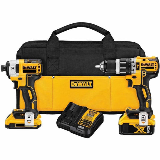 Set Dewalt DCK287D1P1 18V XR - Perceuse à percussion + Marteau perforateur + Sac + 2 Batteries LI-ION (1X2.0Ah+1X5.0Ah)
