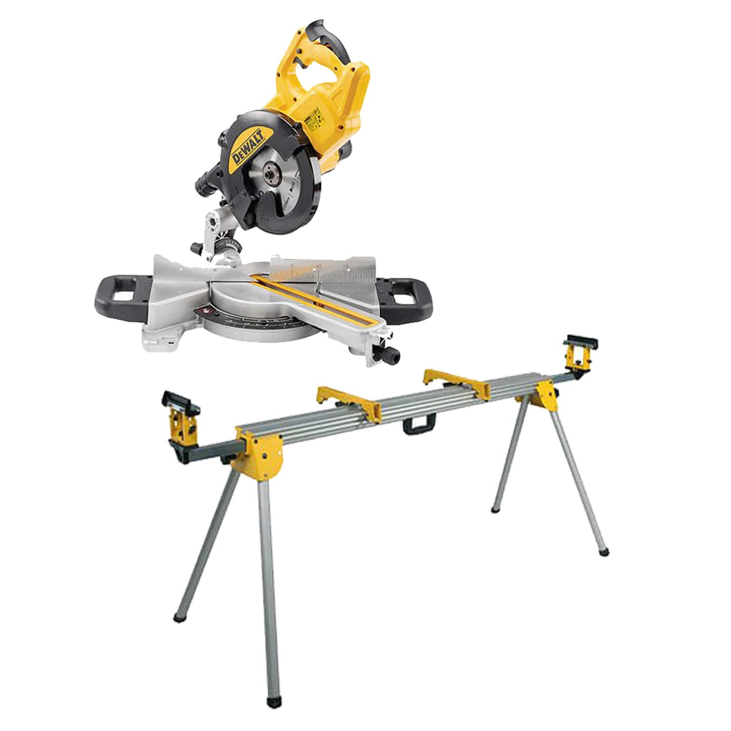 Kit Scie à onglets télescopique 1400W Ø216mm DWS774 + Etabli DE7023 Dewalt CPROF473