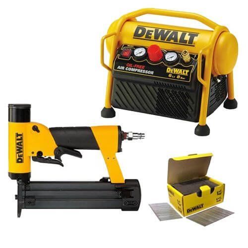 Kit cloueur de finition DPN2330 + Compresseur DPC6MRC + Boîte à clous sans tête Dewalt CPROF374
