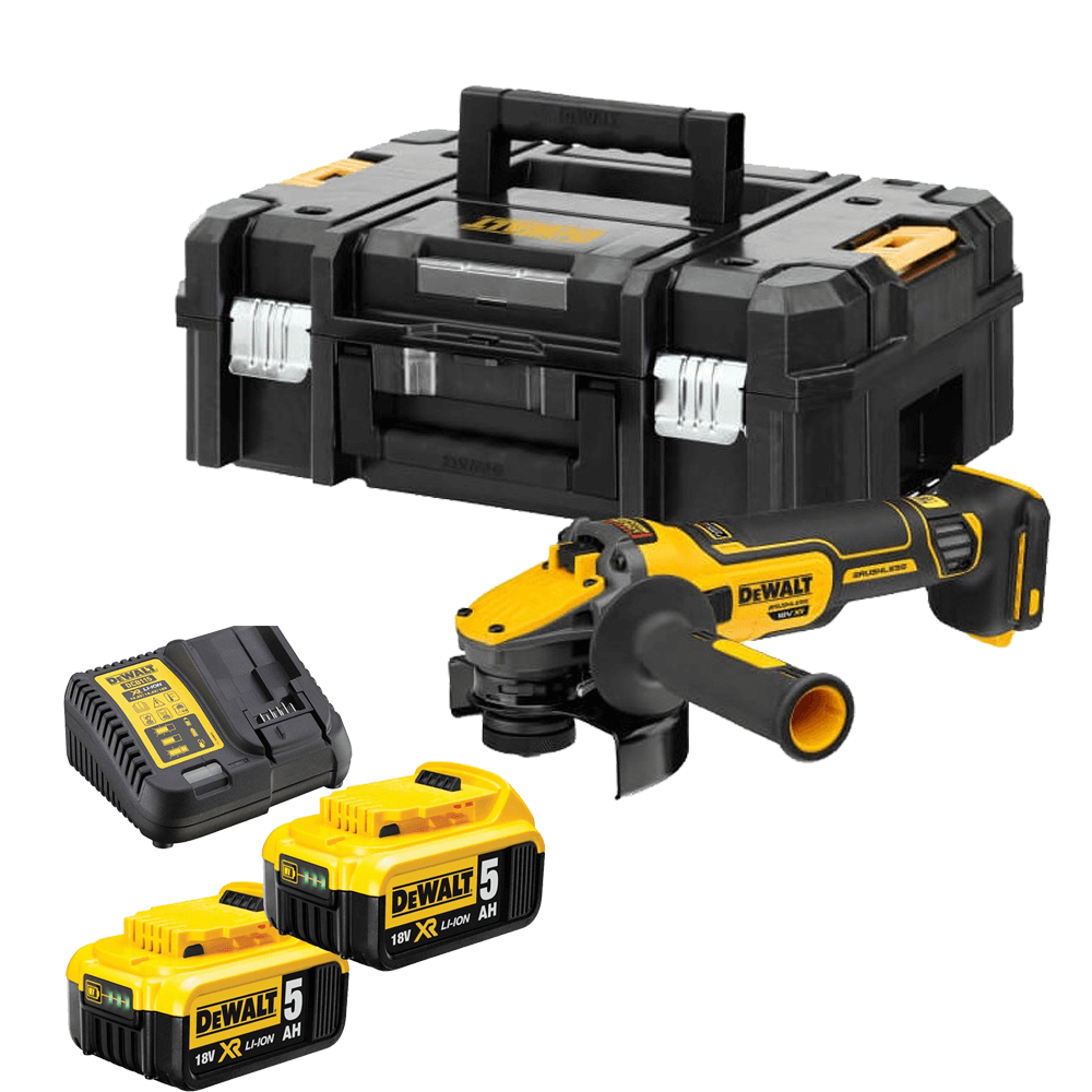 Dewalt DCG409P2 18v XR 125mm meuleuse sans balais avec batterie 2 x 5Ah et valise