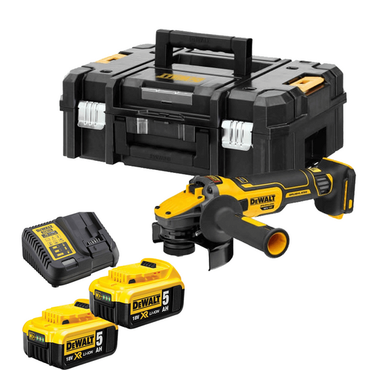Dewalt DCG409P2 18v XR 125mm meuleuse sans balais avec batterie 2 x 5Ah et valise