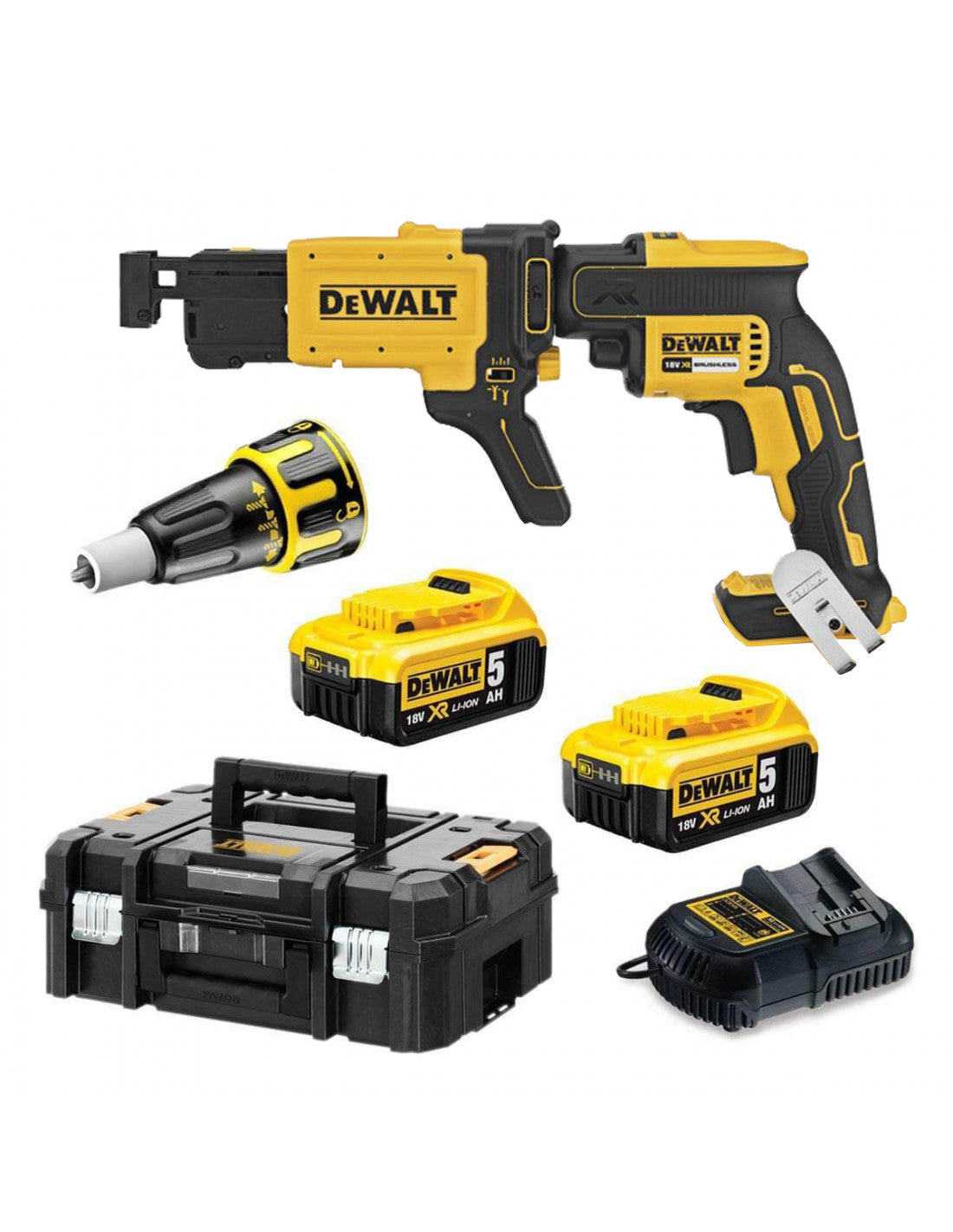 Visseuse pour plaques de plâtre Dewalt 18v 2 x 5.0 Ah batterie avec mallette + chargeur rapide de vis DCF620P2K
