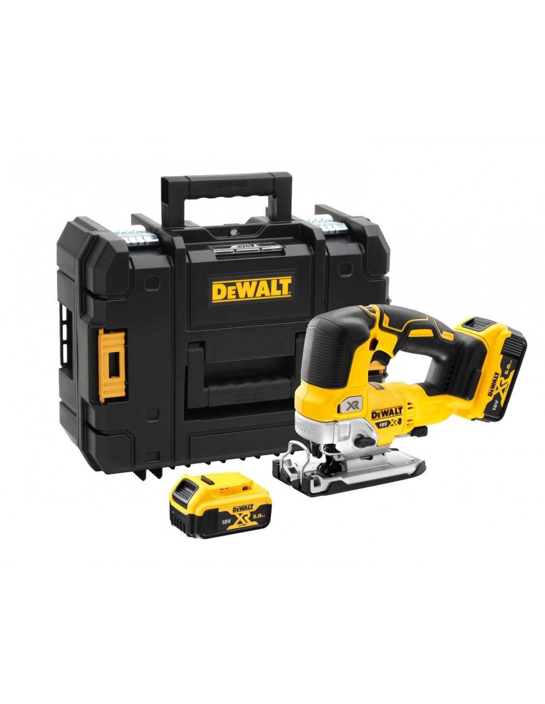 Scie sauteuse sans fil Dewalt XR 18V 135mm avec mallette de transport et 2 batteries 5Ah DCS334P2