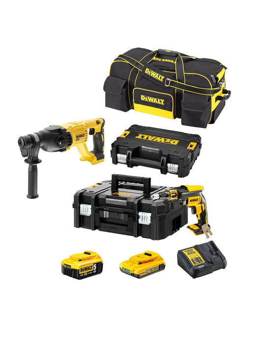 Combo plaque de plâtre: DCF620+ DCH133 Dewalt + 2 Batteries 18V + Sac de transport