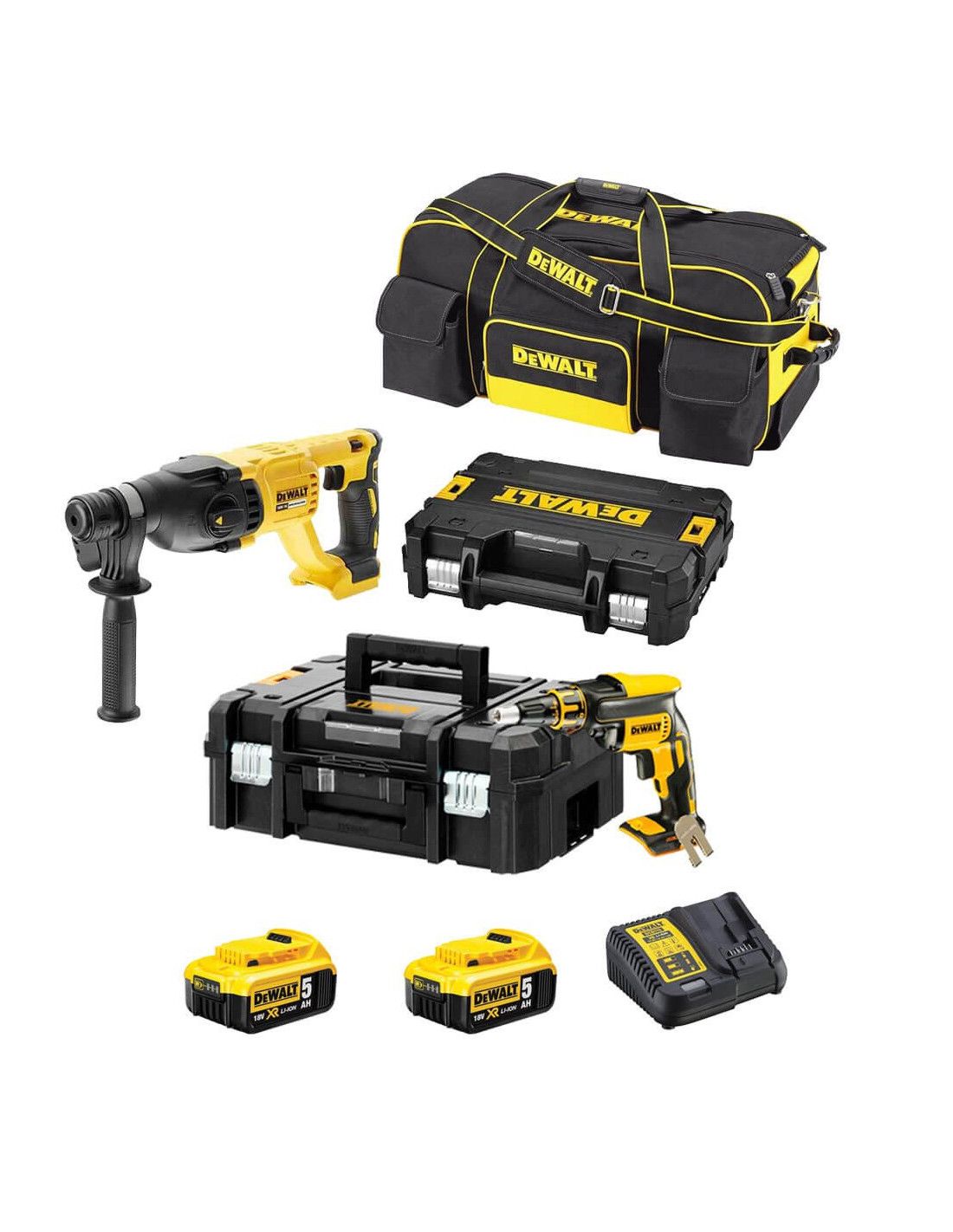 Combo Panneau de plâtre: DCF620+ DCH133 Dewalt 2 Batteries 5Ah 18V + Sac de transport