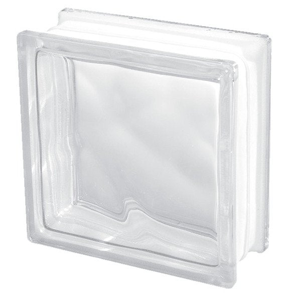 Bloc de verre transparent Clear Wave 19x19x8 cm