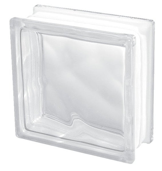 Bloc de verre transparent Clear Wave 19x19x8 cm