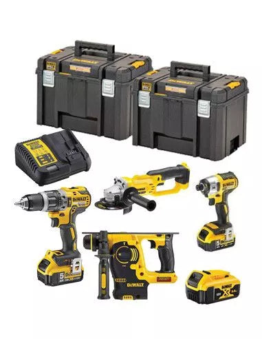Ensemble Dewalt DCK484P3T - DCH253 + DCD796 + DCF887 + DCG412 + 3 bat 5.0Ah + chargeur + 2 étuis