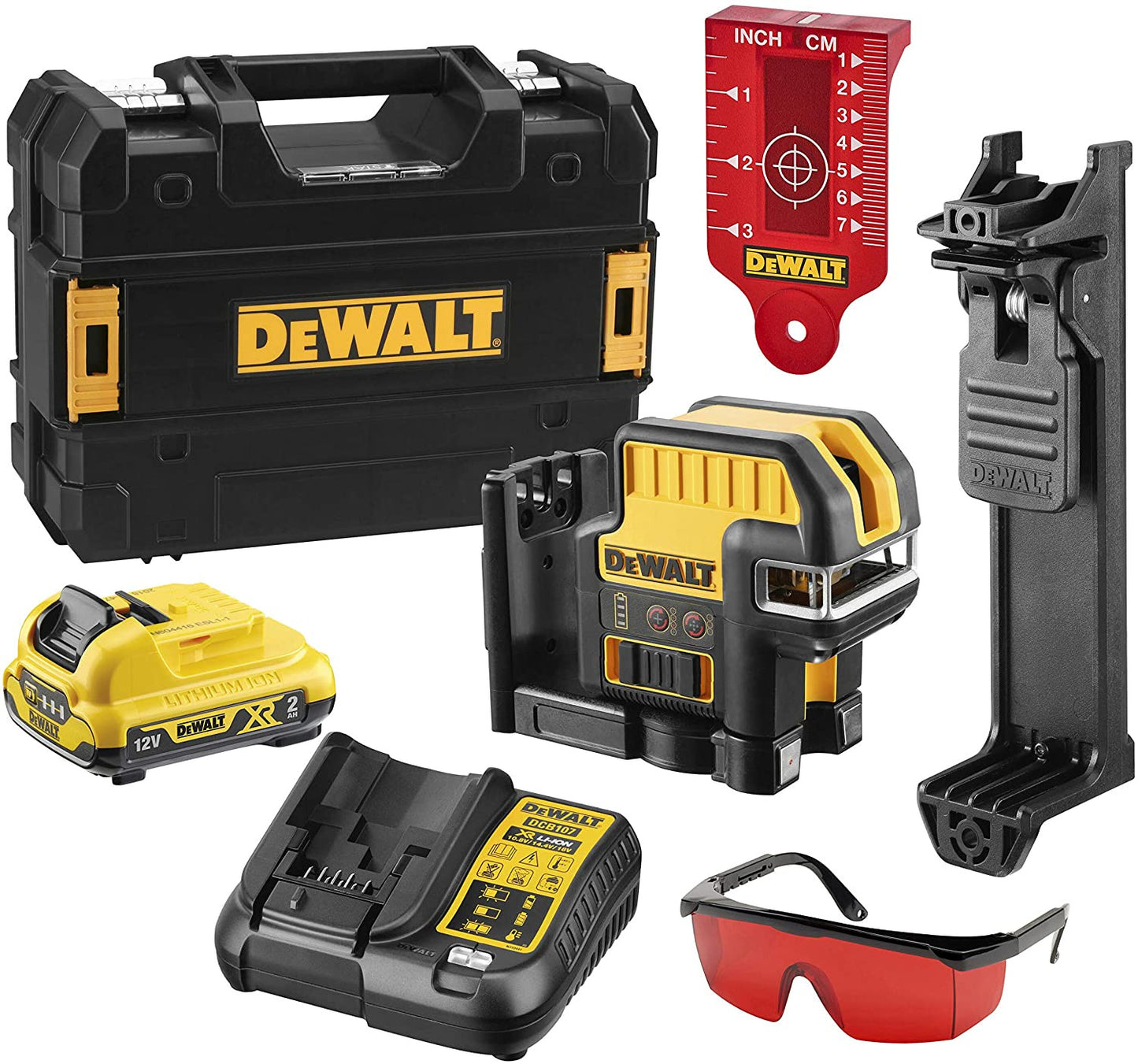 Niveau laser autonivelant Dewalt 5 points croix rouge 10.8V DCE0825D1R