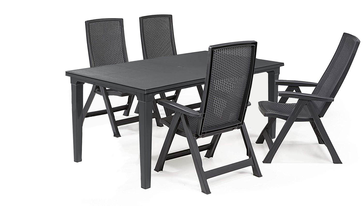 Ensemble Table Future + 4 chaises multiposition Montreal Grafito Curver CURVER - 1