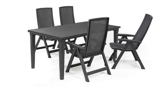 Ensemble Table Future + 4 chaises multiposition Montreal Grafito Curver CURVER - 1