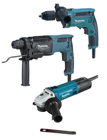 Makita MT Ensemble d'outils électriques : Marteau léger 800W + Marteau perforateur 430W + Meuleuse 570W PRK00184 MAKITA - 1