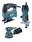 Makita MT Ensemble d'outils électriques : Scie sauteuse 450W + Défonceuse 530W + Ponceuse rotative 230W PRK00185 MAKITA - 1
